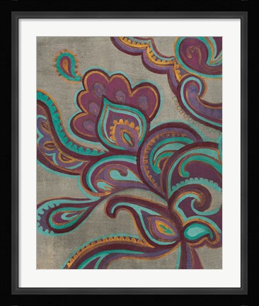 Framed Bohemian Paisley I Aubergine Print