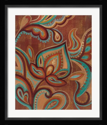 Framed Bohemian Paisley II Turquoise Print