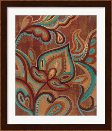 Framed Bohemian Paisley II Turquoise Print