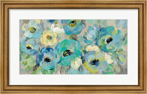Framed Fresh Teal Flowers Print
