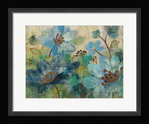 Framed Peacock Garden White Flowers Print
