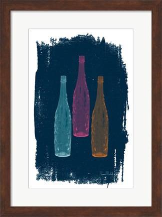 Framed Bottles on Navy Print