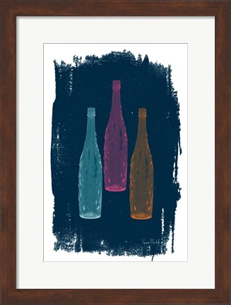 Framed Bottles on Navy Print