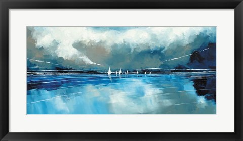 Framed Blue Sky and Boats I Print