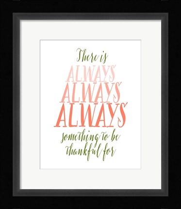 Framed Be Thankful - Green and Coral Print