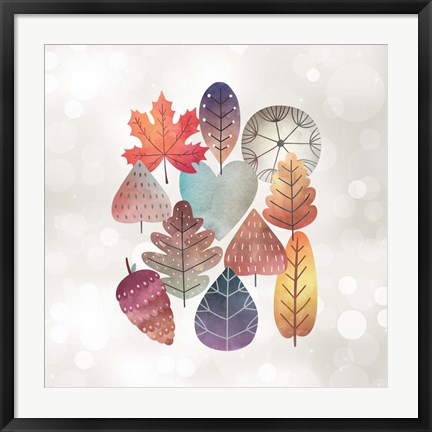 Framed Leaves on Bokeh Print