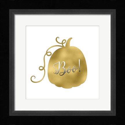 Framed Boo Gold Pumpkin Print