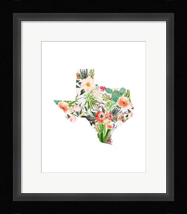 Framed Texas Floral Collage I Print