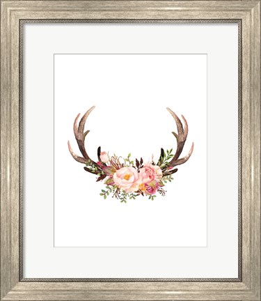 Framed Floral Antlers Print
