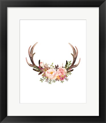 Framed Floral Antlers Print
