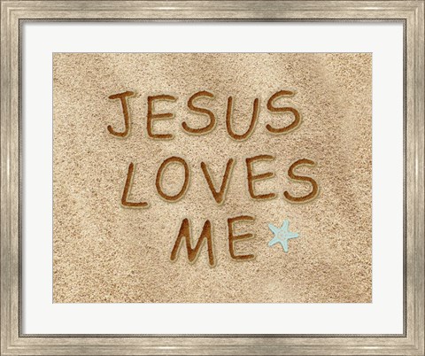 Framed Jesus Loves Me Sand Print