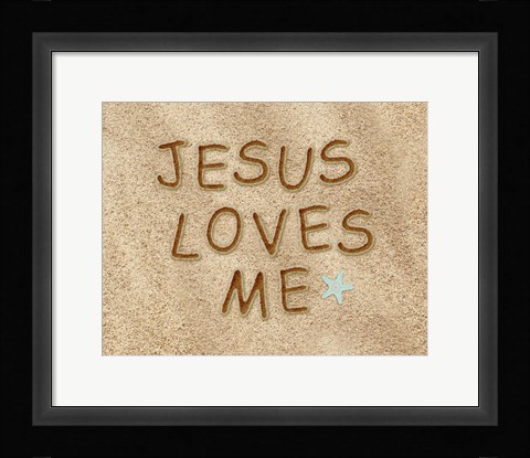 Framed Jesus Loves Me Sand Print