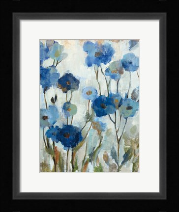 Framed Abstracted Floral in Blue III Print