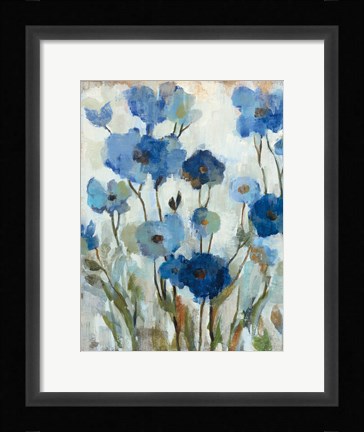 Framed Abstracted Floral in Blue II Print