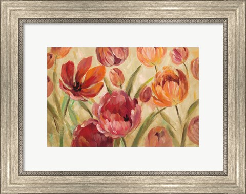 Framed Expressive Tulips Neutral Print