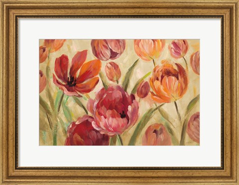Framed Expressive Tulips Neutral Print