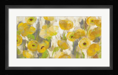 Framed Floating Yellow Flowers I Crop Print