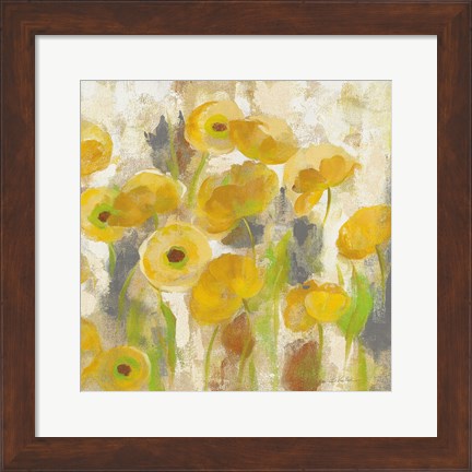 Framed Floating Yellow Flowers V Print