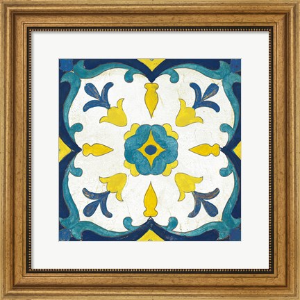 Framed Andalucia Tiles A Blue and Yellow Print