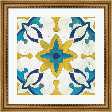 Framed Andalucia Tiles D Blue and Yellow Print