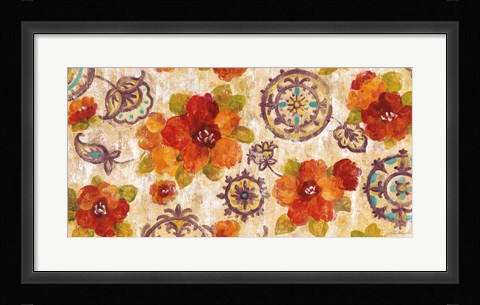 Framed Hibiscus and Mandala Flowers Print