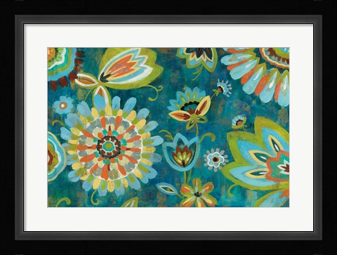 Framed Decorative Peacock Floral Print