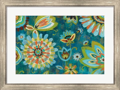 Framed Decorative Peacock Floral Print