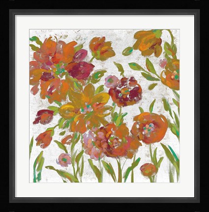 Framed July Garden Trio III on White Print