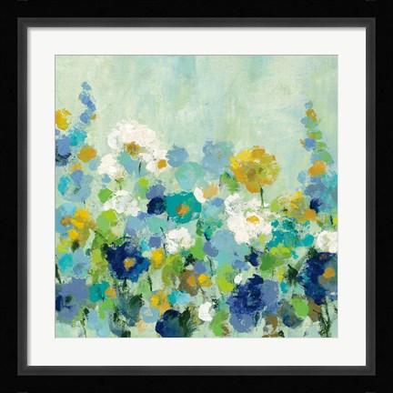 Framed Midsummer Garden White Flowers Print