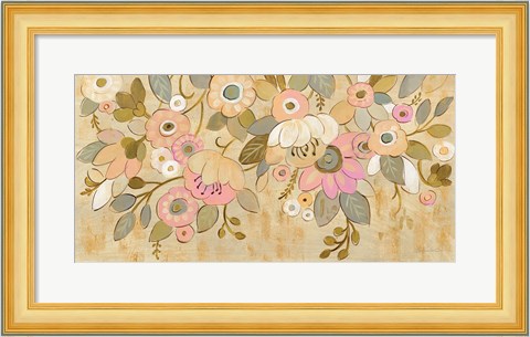 Framed Decorative Pastel Flowers Print