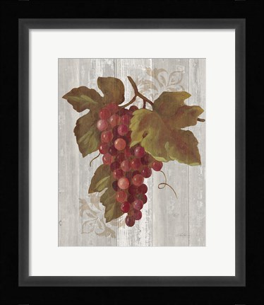 Framed Autumn Grapes III on Wood Print