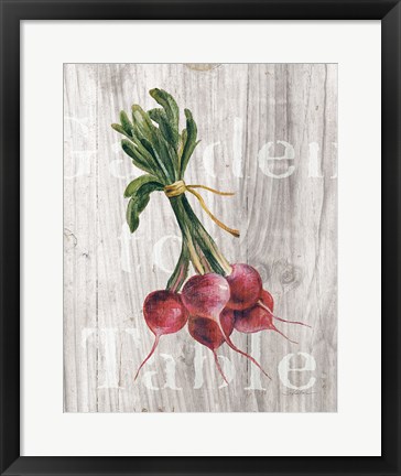 Framed Market Vegetables III on Wood Print