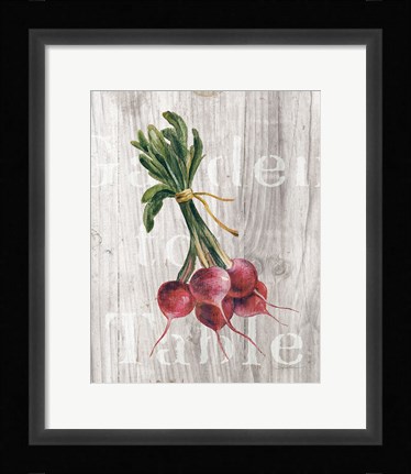 Framed Market Vegetables III on Wood Print