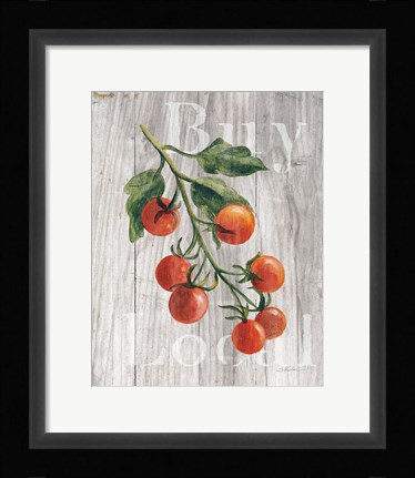 Framed Market Vegetables IV on Wood Print