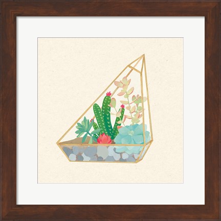 Framed Succulent Terrarium V Print