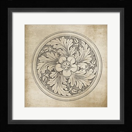Framed Rosette II Neutral Print