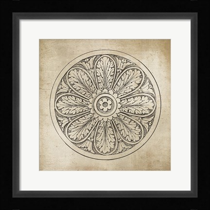 Framed Rosette VIII Neutral Print
