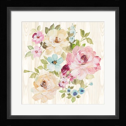 Framed Driftwood Garden II on Wood Print