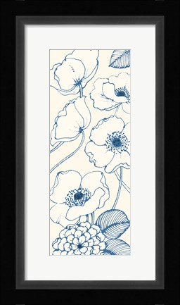 Framed Pen and Ink Flowers on cream Panel III Print