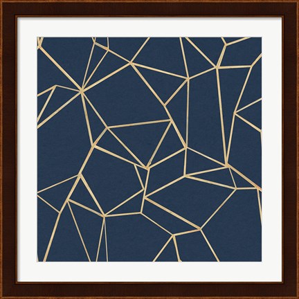 Framed Succulent Pattern Navy Print