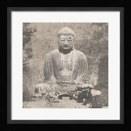 Framed Asian Buddha Crop Neutral Print