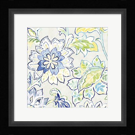 Framed Ceylon Gardens VI Indigo Print