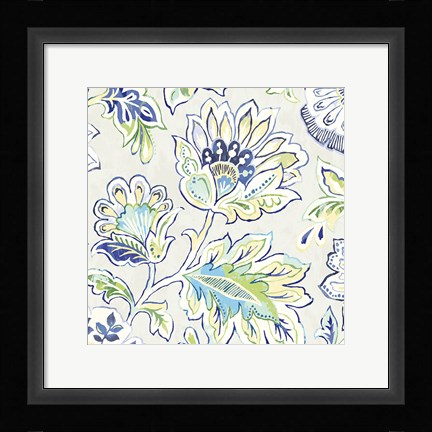 Framed Ceylon Gardens V Indigo Print