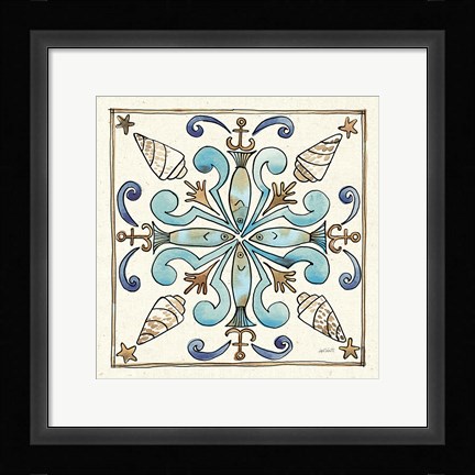 Framed Coastal Breeze Tile IV Print