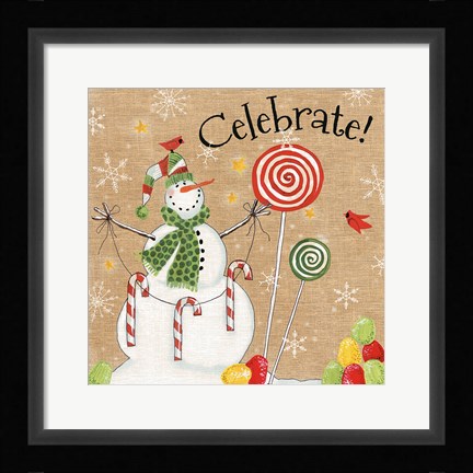 Framed Sweet Snowmen I Print