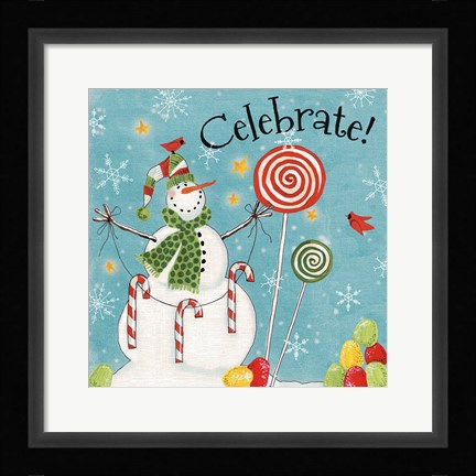 Framed Sweet Snowmen I Blue Print