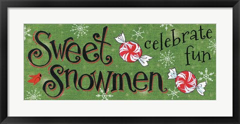 Framed Sweet Snowmen Sign II Print