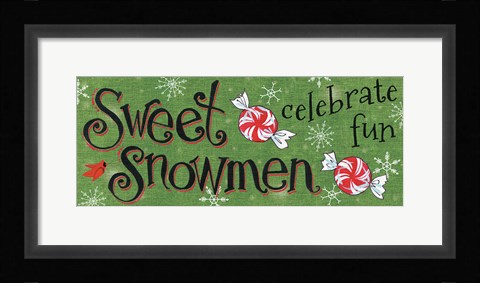 Framed Sweet Snowmen Sign II Print