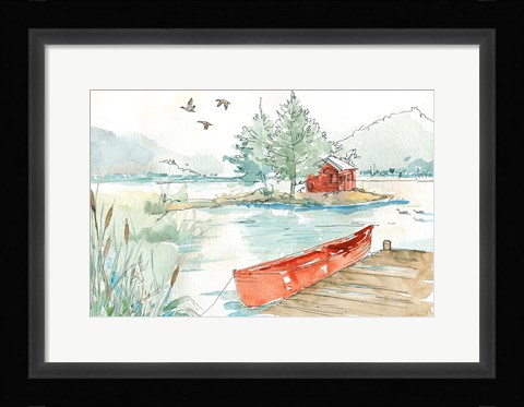 Framed Lakehouse II Red Print