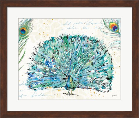 Framed Peacock Garden IX Print